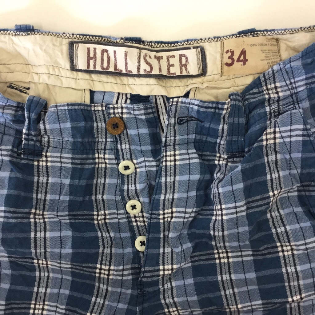 HOLLISTER �ۥꥹ���� ����ꥫ͢�� ���硼�� ����̵�� W34/�֥롼 �����å��� û�ѥ� �ϡ��եѥ�� ���ᥫ�� USA �֥��� ���硼�ȥѥ��