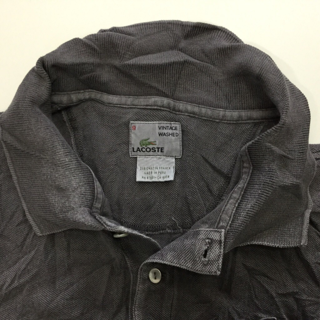 LACOSTE �饳���� Ⱦµ�ݥ������ ����̵�� XL 9/���졼 VINTAGE WASHED �ӥ�ơ������ ����ꥫľ͢�� ���ݥ���� �֥��� ���λ� �١����å� �ץ졼�� USA���� �礭�� �ӥå� �����С�