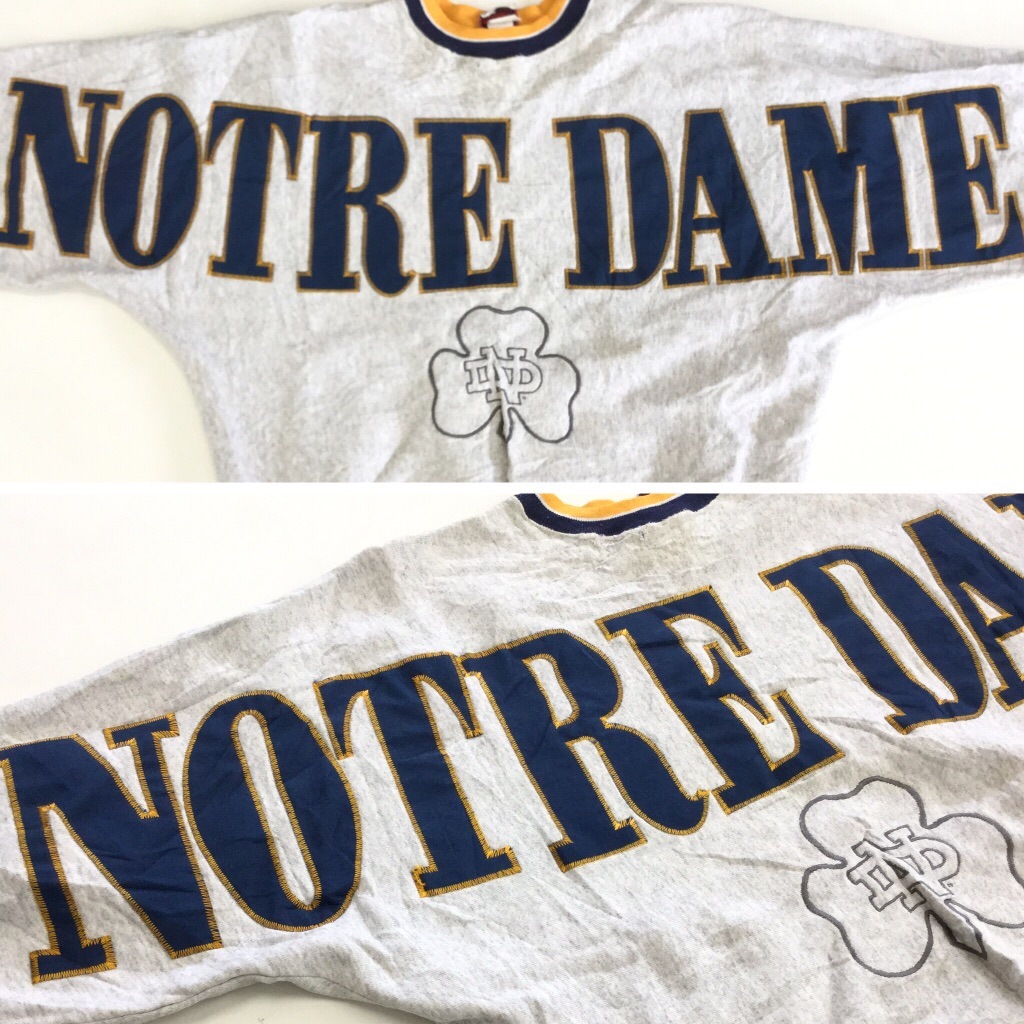 ����ꥫ���� NOTRE DAME ����å� �������å� �ȥ졼�ʡ� ���XL/���ߤꥰ�졼 MADE IN USA ����̵�� ͢���� ���ݡ��� ��С����������� ���岷 ���� �����å� �礭�� �ӥå� �����С�