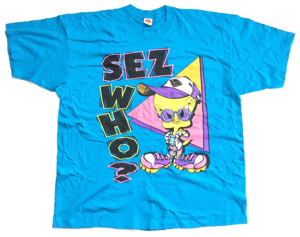 ルーニーテューンズ トゥイーティー 半袖Tシャツ フリー/水色 ビッグT