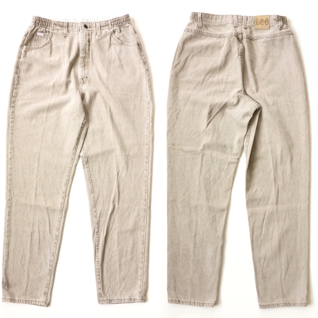 Lee リー カラーデニムパンツ レディース ジョッパーズ テーパード 送料無料 14 Med ベージュ系 デニムパンツ アメリカ輸入 Made In Usa アメカジ ブランド ジッパーフライ ハイウエスト 古着卸 業販 ー品切れー Spec Co Ltd