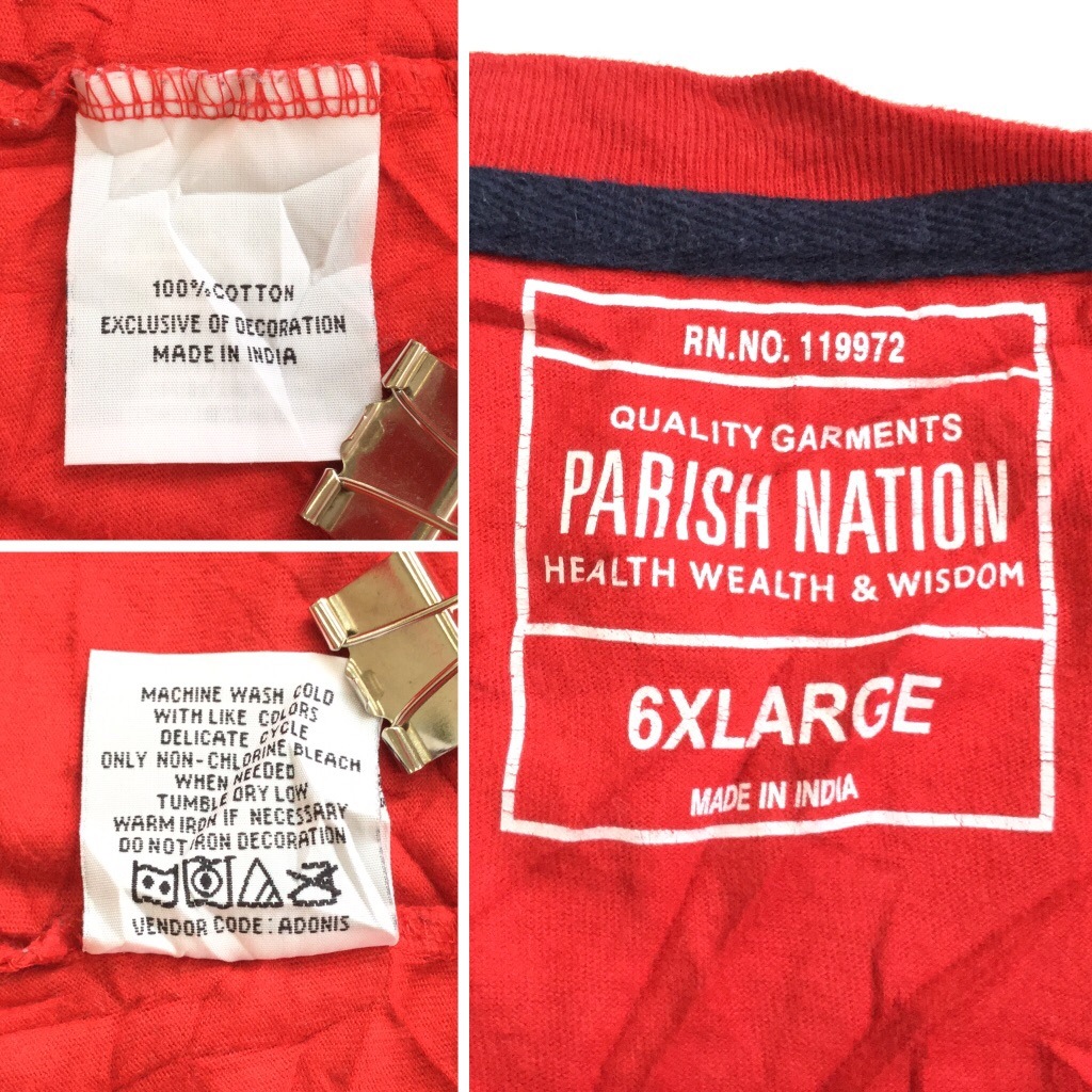 PARISH NATION ����ꥫ���� ����� ȾµT����� �ӥå�T ����̵�� ��� 6X/��x��x�� USA �饰��� ������ ����ꥫľ͢�� ���ᥫ�� ���岷 ���� �礭�� �ӥå� �����С�