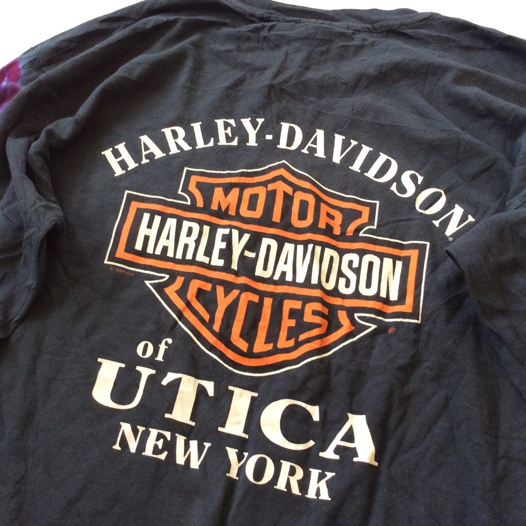 HARLEY DAVIDSON �ϡ��졼���ӥåɥ��� MADE IN USA ĹµT����� ����T ����̵�� XL/�����֥�å� ����ꥫ͢�� �Х����� �⡼������������ ���ᥫ�� �⡼�������ݡ��� �֥��� HD �������� ���岷 ���� �ӥå������� LL O �����С������� ����ǡ������