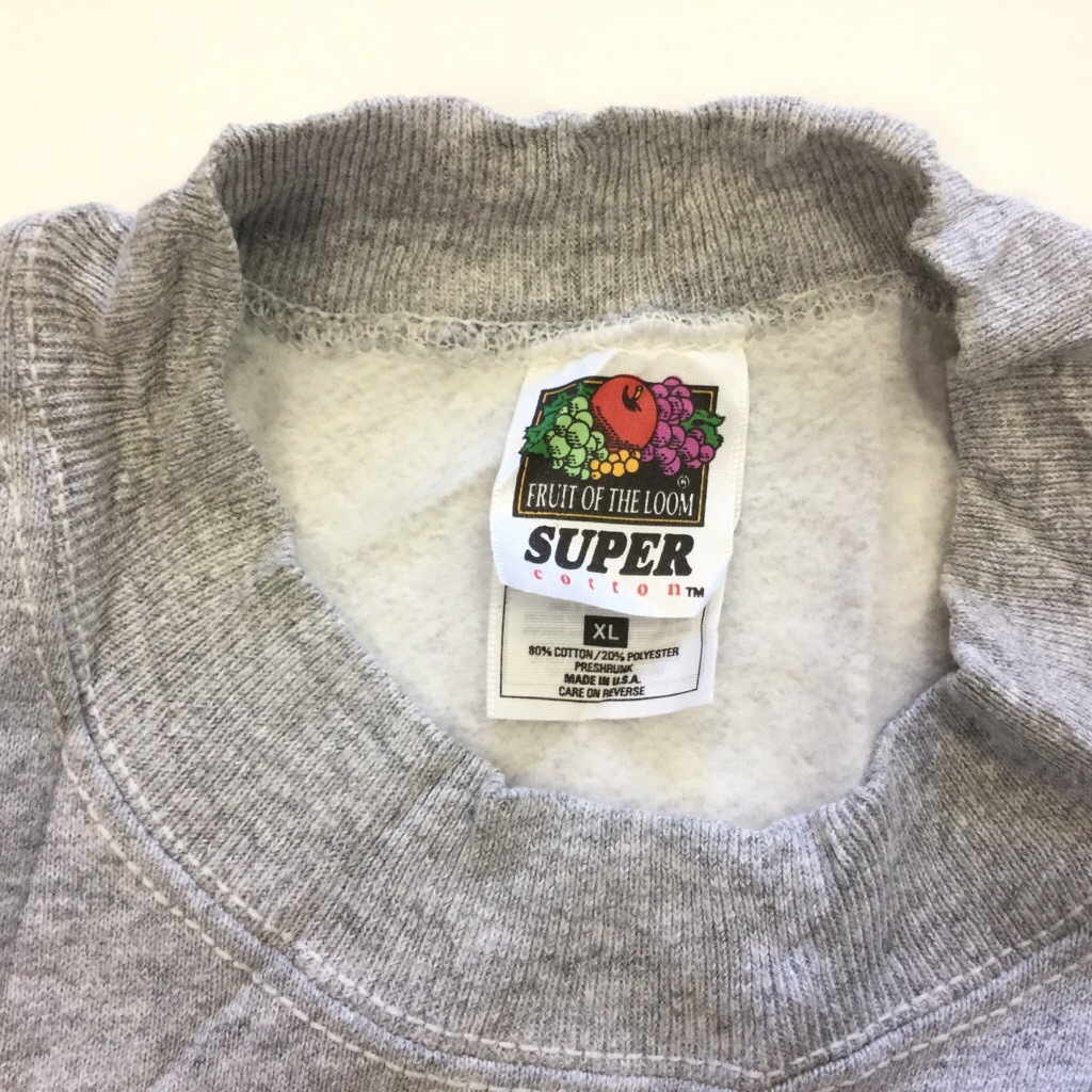 ꥫ å ȥ졼ʡ FRUIT OF THE LOOM XL/ߤꥰ졼  MADE IN USA åͥå ̵ ͢ ݡ 岷  å 礭 ӥå С