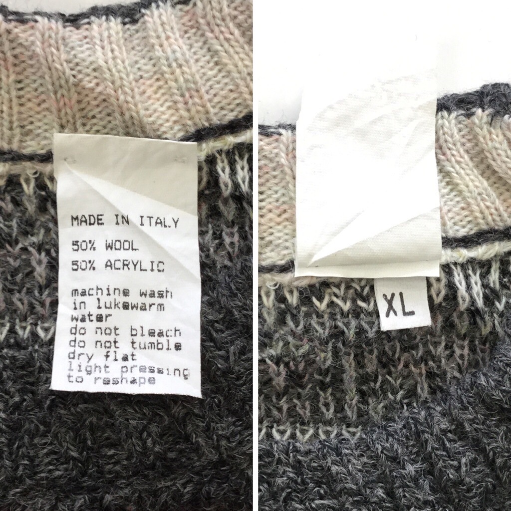 ����ꥫ͢�� ������������ �˥å� MADE IN ITALY ����̵�� XL/���졼�� ��ʪ ���� ���롼�ͥå� US���� ���岷 ����