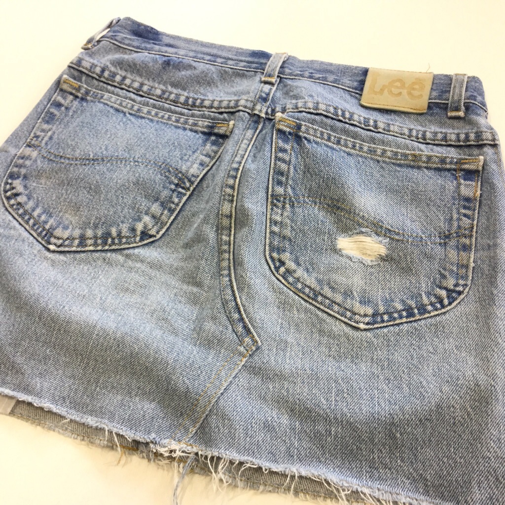 Lee リー リメイク デニムスカート W74 デニムブルー アメリカ直輸入 ミニスカート ダメージ 台形 送料無料 Usa古着 古着卸 業販 アメリカ古着 レディース ボトムス Spec Co Ltd