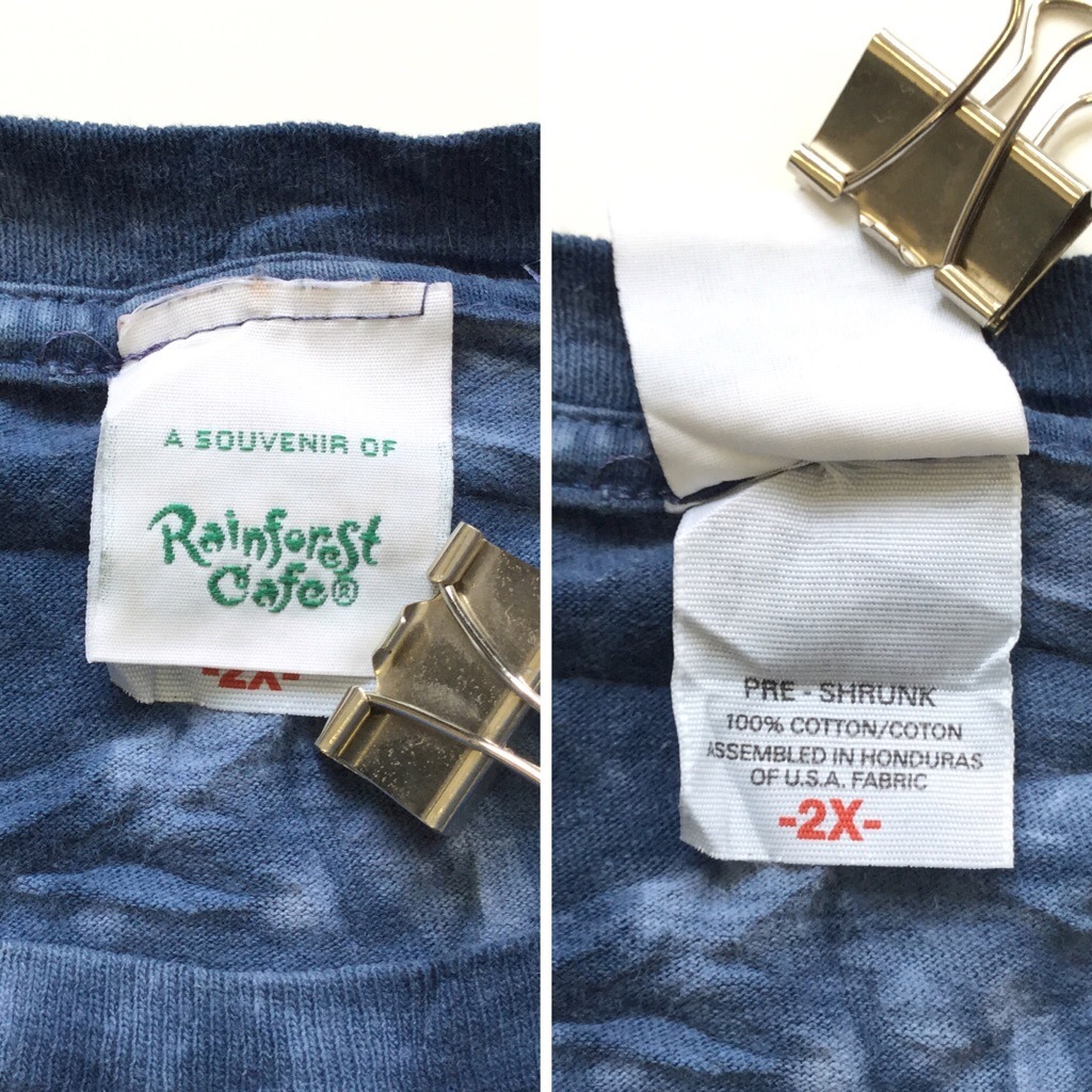 ����ꥫ���� ��ǥ����� �ȥ�T ȾµT����� ����̵�� ������ 2XL XXL/��x�������� �������� �ۥ磻�� ưʪ Rainforest Cafe MADE IN USA ͢���� ���岷 ���� �礭�� �ӥå� �����С�