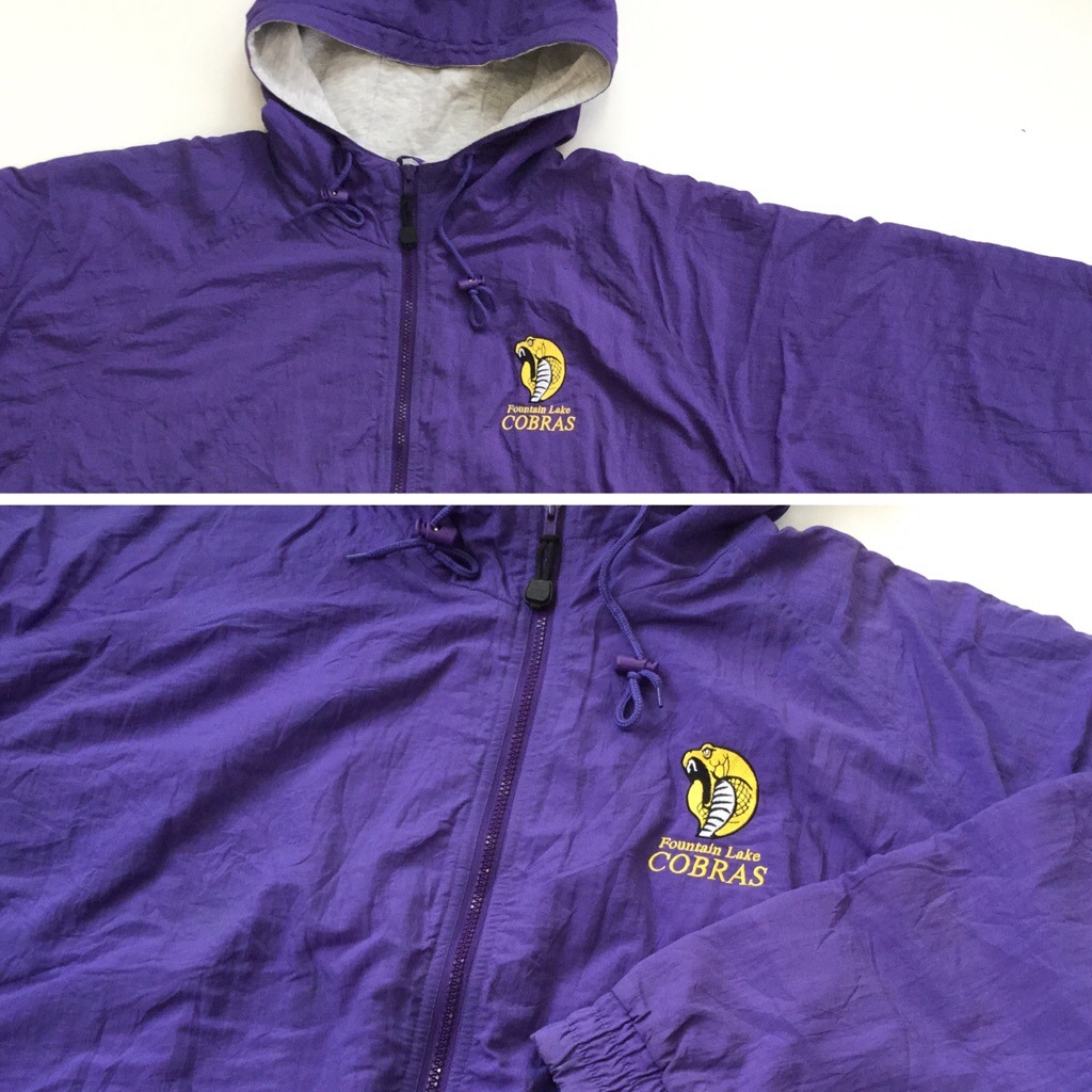 Fountain Lake COBRAS ナイロンジャケット フードジャケット 送料無料 メンズ XXL/紫x霜降りグレー アメリカ輸入