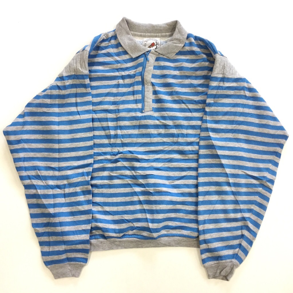 Greenline International アメリカ古着 スウェット トレーナー 送料無料 レディース L程度 グレーx水色 ボーダー Usa 直輸入 アメカジ スエット ジップアップ スポーツ古着卸 業販 アメリカ古着 レディース トップス Spec Co Ltd