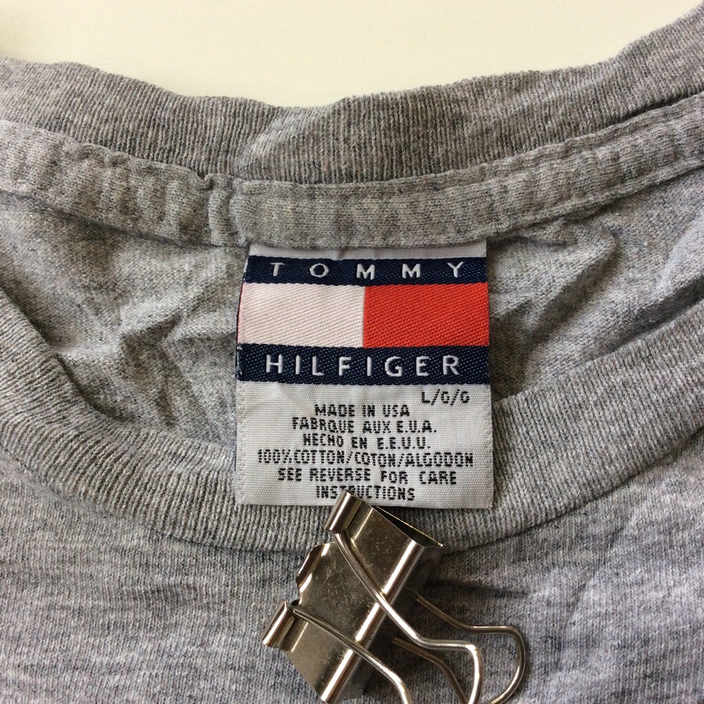 TOMMY HILFIGER �ȥߡ��ҥ�ե����� ����ץ� ���� ȾµT����� USA�� ����̵�� L/���졼 ����ꥫ͢�� �֥��� ���ᥫ�� �١����å� 90's