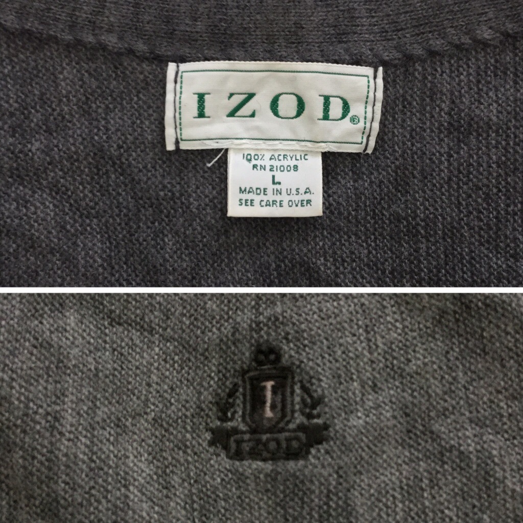 IZOD �������å� ��� �˥åȥ����ǥ����� V�ͥå� ���ݥ���� ����̵�� L/���졼 MADE IN U.S.A. ����֥�� �ɽ� ̵�� ����ꥫľ͢�� �����