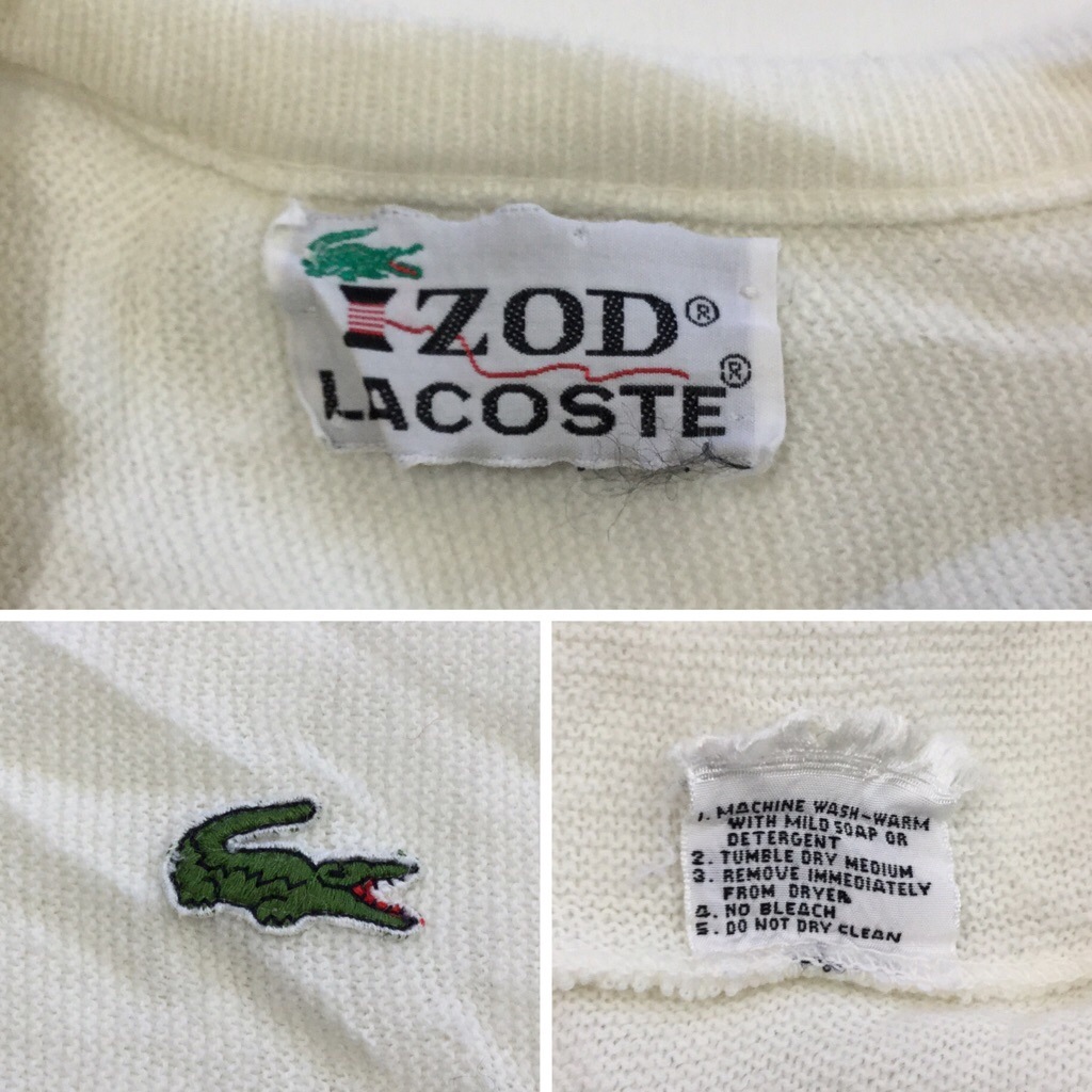 IZOD LACOSTE アイゾッド ラコステ 70's ビンテージ アクリルニット Vネックセーター 送料無料 メンズ L程度/白 ワニ 糸巻きタグ アメリカ輸入 US古着 業販 | ー品切れー | SPEC.CO.,LTD. IZOD LACOSTE アイゾッド ラコステ 70's ビンテージ アクリルニット Vネックセーター 送料無料 メンズ L程度/白 ワニ 糸巻きタグ アメリカ輸入 US古着 業販 | ー品切れー | SPEC.CO.,LTD.