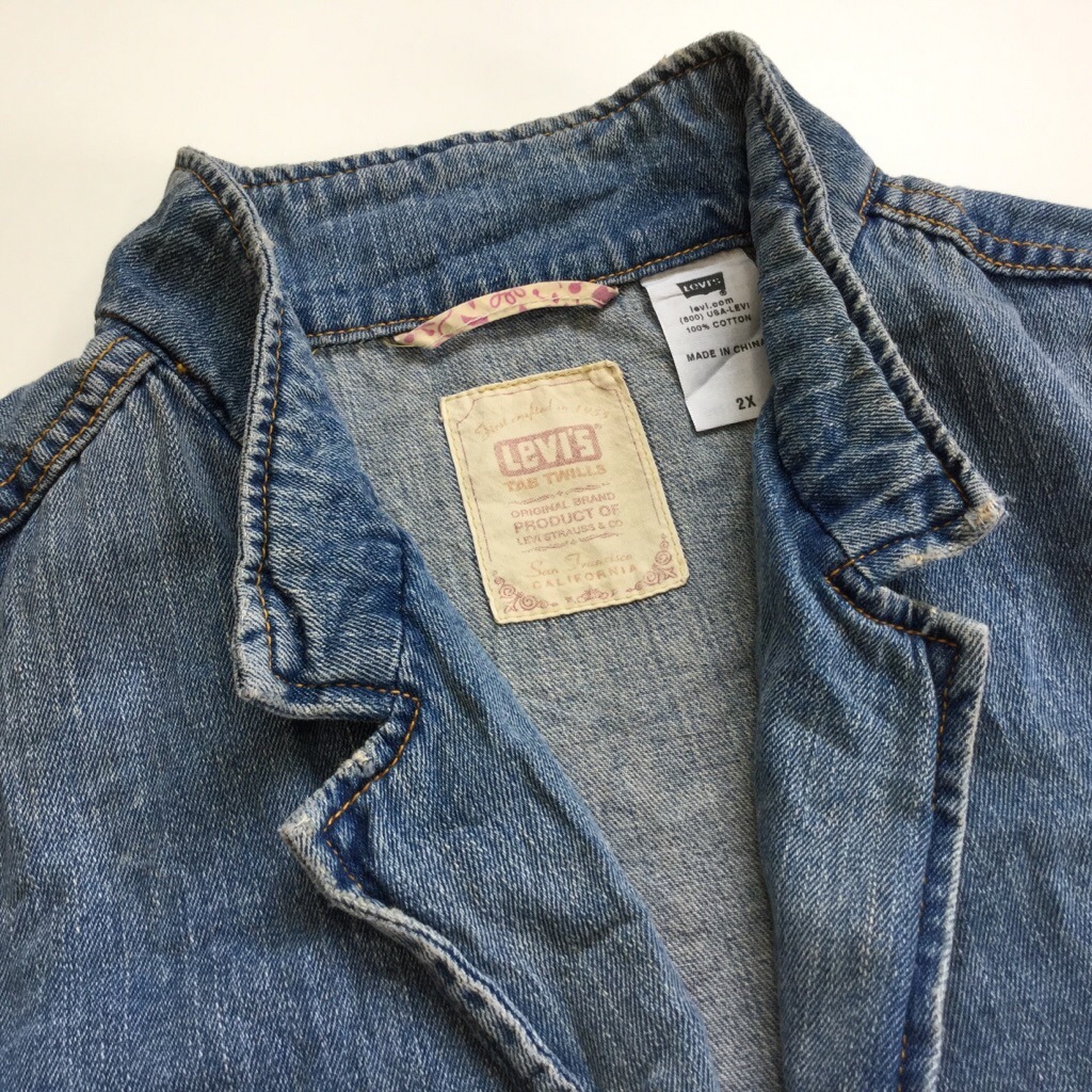 Levi S リーバイス レディース デニムジャケット スタッズ テーラードジャケット 送料無料 2x ブルー Tab Twills アメリカ古着 Usa 古着御 輸入品 大きい ビッグ オーバー ー品切れー Spec Co Ltd