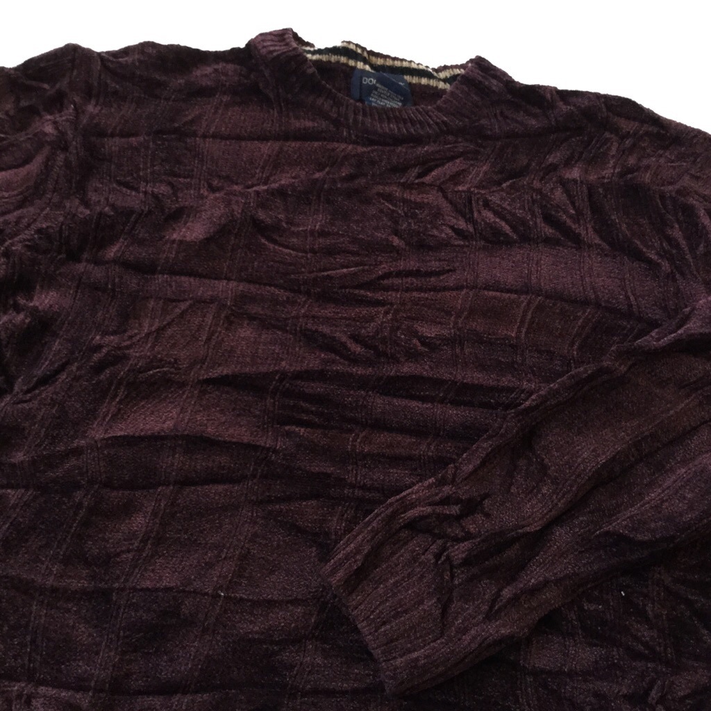 Dockers ドッカーズ リーバイス アメリカ直輸入 ベロアセーター クルーネックニット 送料無料 メンズ L 焦茶 無地 模様編み ストライプ Usa アメカジ カジュアル トラッド モード 古着卸 業販 ー品切れー Spec Co Ltd