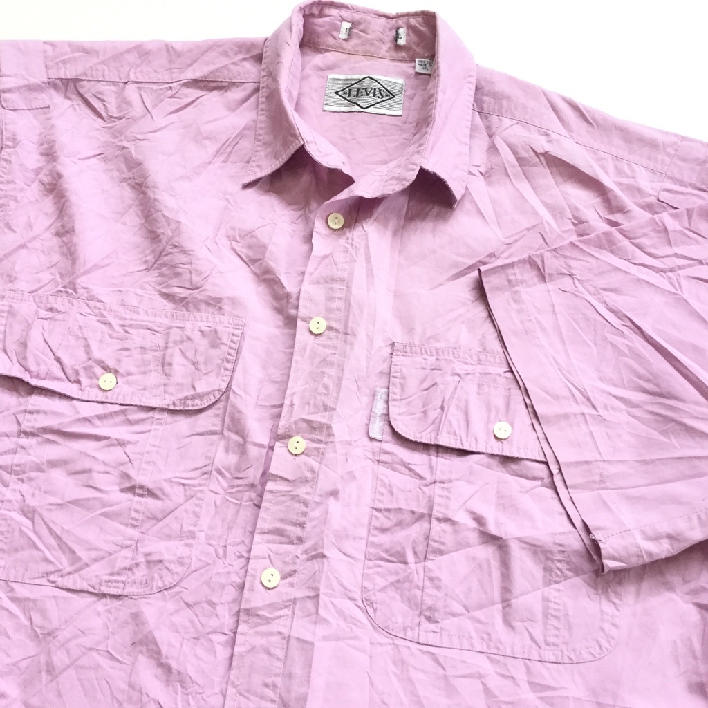 Levi S リーバイス アメリカ古着 半袖シャツ ビッグe 送料無料 メンズ M ピンク系 Usa アメカジ ワークシャツ カジュアル 古着卸 業販 アメリカ古着 メンズ トップス 半袖シャツ Spec Co Ltd