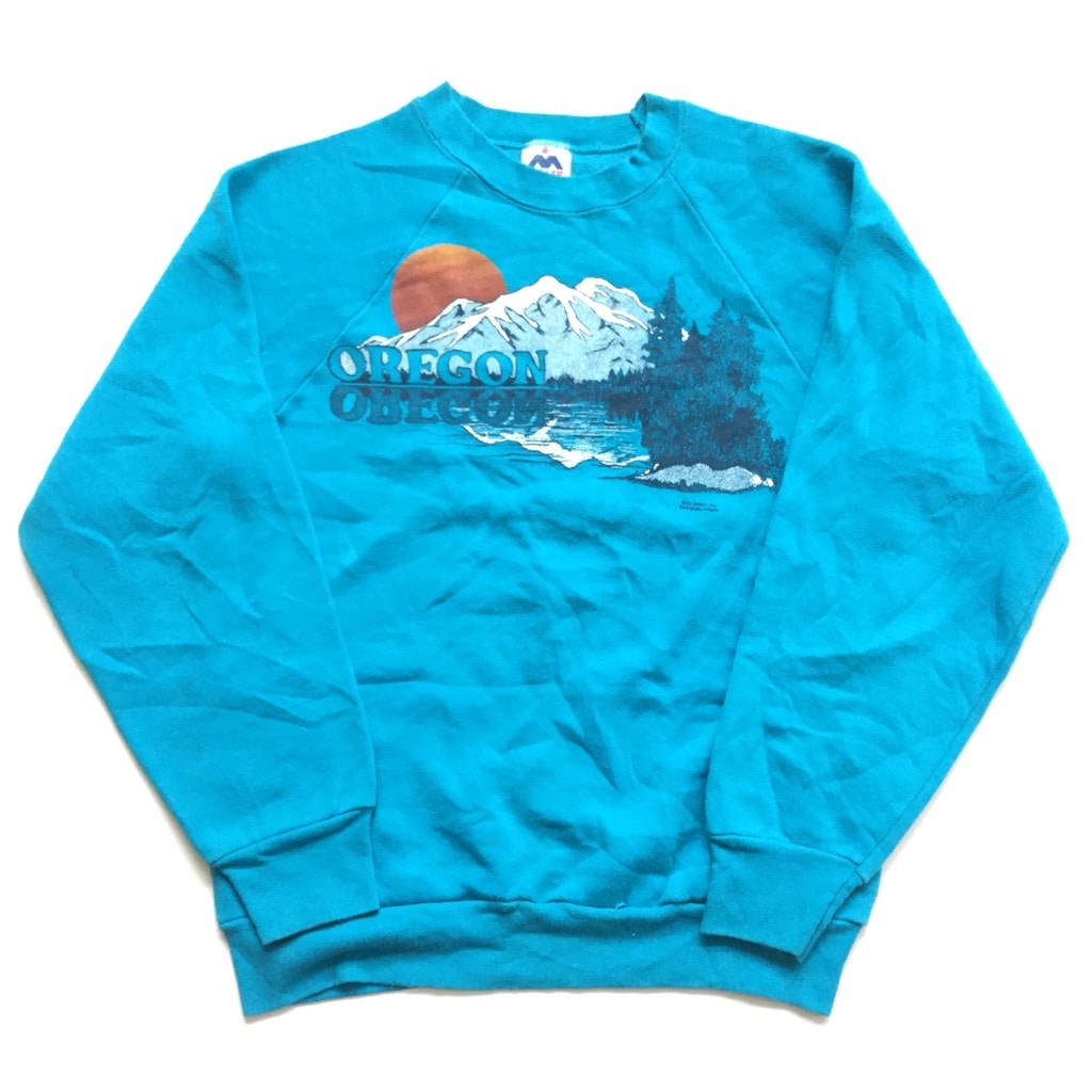 Oregon オレゴン アメリカ直輸入 風景スウェット トレーナー 送料無料 メンズ M 水色 Miller アメカジ ラグランスリーブ スエット Made In Usa オールド 古着卸 業販 ー品切れー Spec Co Ltd