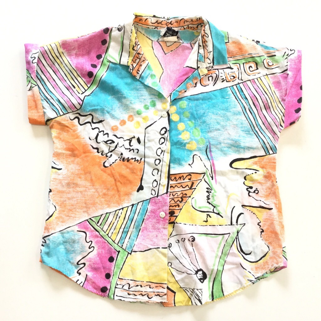 California カリフォルニア アメリカ古着 総柄半袖ブラウス コットンシャツ レディース M パステルカラー 総柄 カジュアル アメカジ Usa 輸入品 古着御 業販 送料無料 ー品切れー Spec Co Ltd