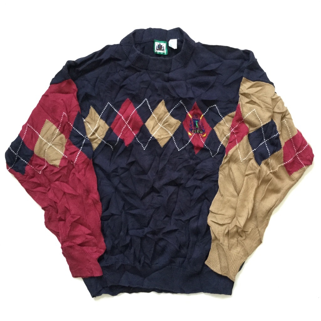 Izod アイゾッド アメリカ直輸入 アーガイルセーター コットンニット 送料無料 メンズ Xl 紺 ネイビー トラッド モード ブランド 定番 アメカジ Usa クルーネック 古着卸 業販 大きい ビッグ オーバー アメリカ古着 メンズ トップス ニット セーター Spec Co Ltd
