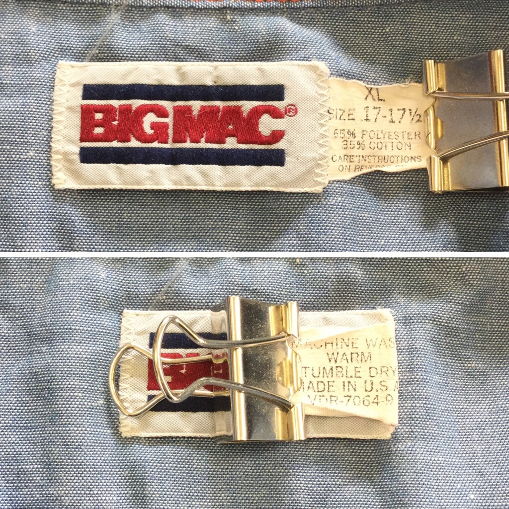 BIG MAC �ӥå��ޥå� Ĺµ�����֥졼����� ���������� ����̵�� XL/�֥롼 ����ꥫľ͢�� MADE IN USA ���ᥫ�� �֥��� ��� �����ȥɥ� LL XO �礭�� �ӥå� �����С� ����