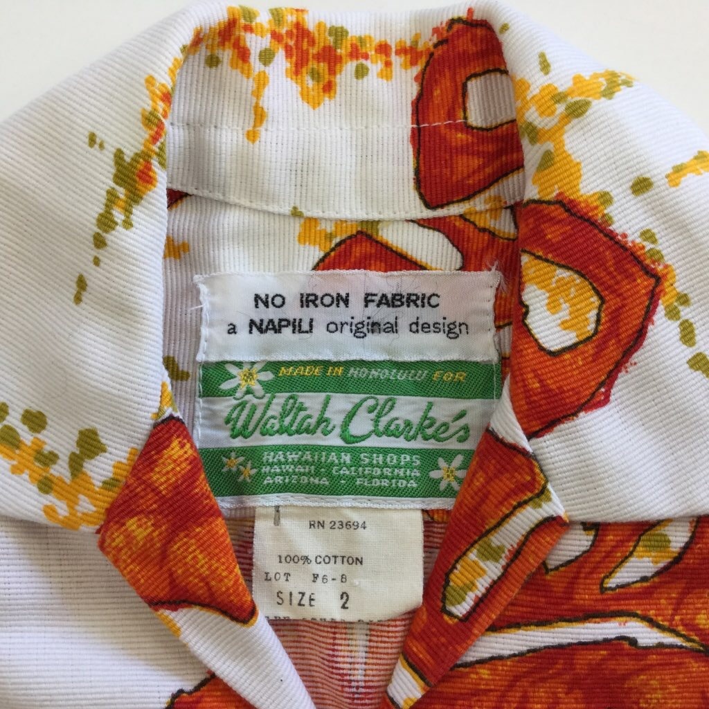 60-70ǯ åץ Waltah-Clarke's MADE-IN-HONOLULU å 2/ ̵ ꥫľ͢ ϥ磻󥷥 Ĺµ ĥ㥱å USA
