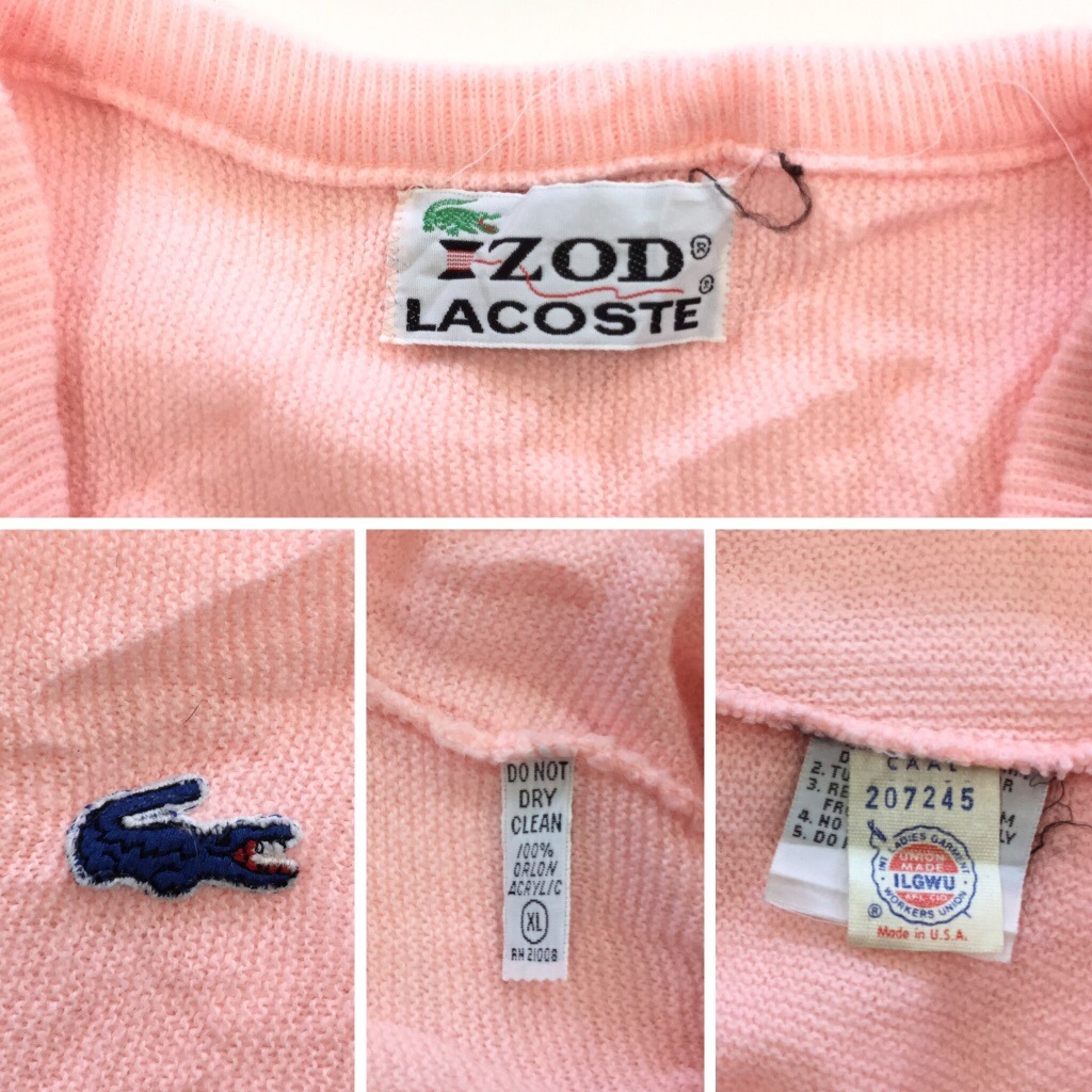 IZOD LACOSTE å 饳 70's ӥơ ˥å Vͥå ̵ XL/ԥ ֥롼 崬 MADE IN U.S.A. ꥫ͢ US  礭 ӥå С