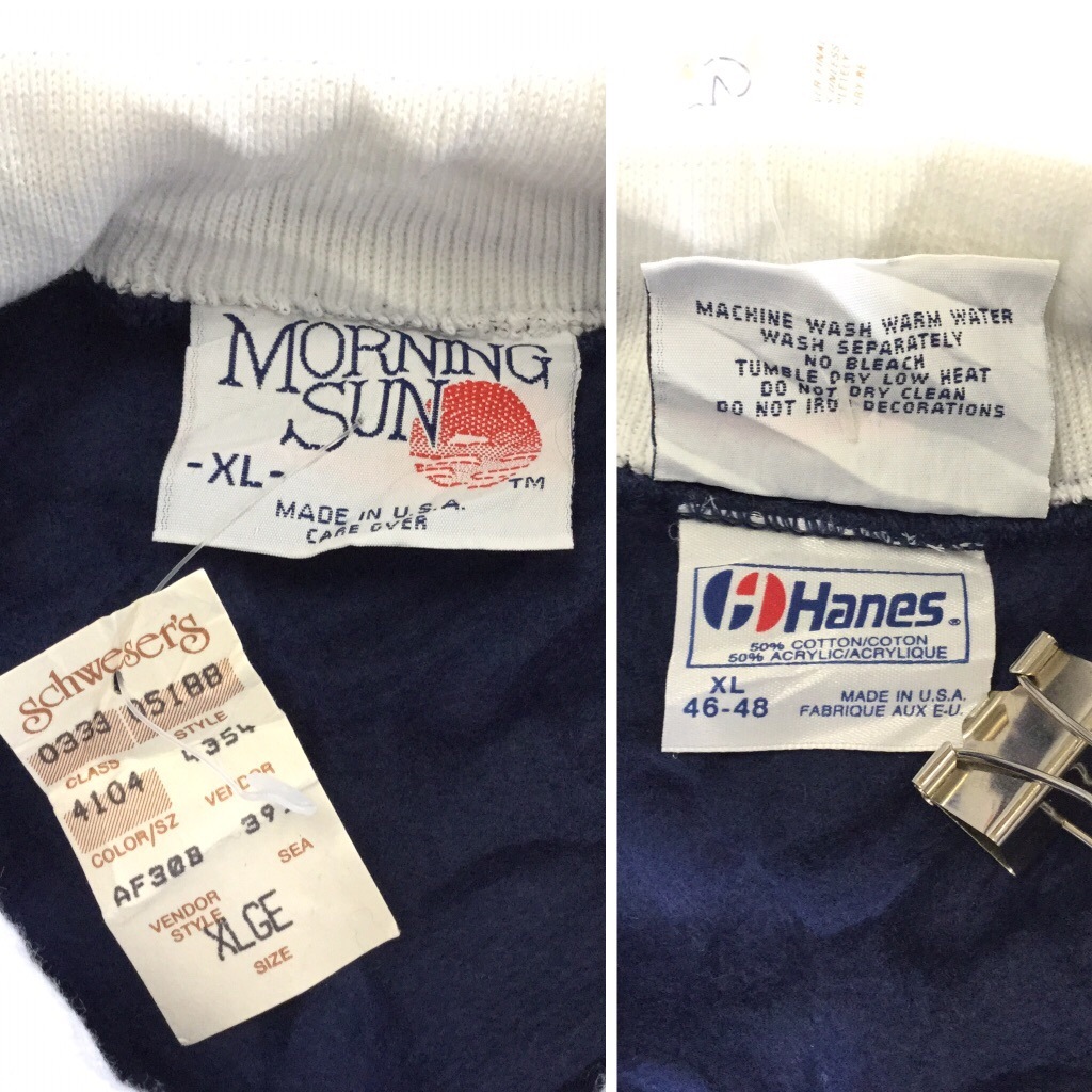 MORNING SUN ����ꥫ���� ��ǥ����� ���դ��������å� ���ȥ졼�ʡ� XL/�� Ļ �� �����å� MADE IN U.S.A. ����̵�� ���岷 ͢���� �礭�� �ӥå� �����С�