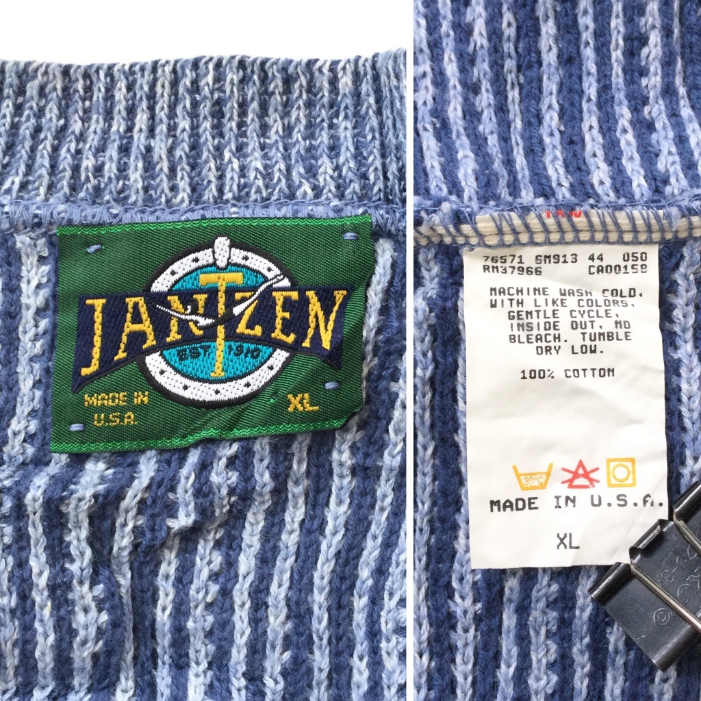 JANTZEN ����󥻥� V�ͥå��������� ����ꥫľ͢�� ���åȥ�˥å� ����̵�� ��� XL/�֥롼�� MADE IN USA ���ᥫ�� �ȥ�å� ���岷 ���� �ƹ��� �礭�� �ӥå� �����С�