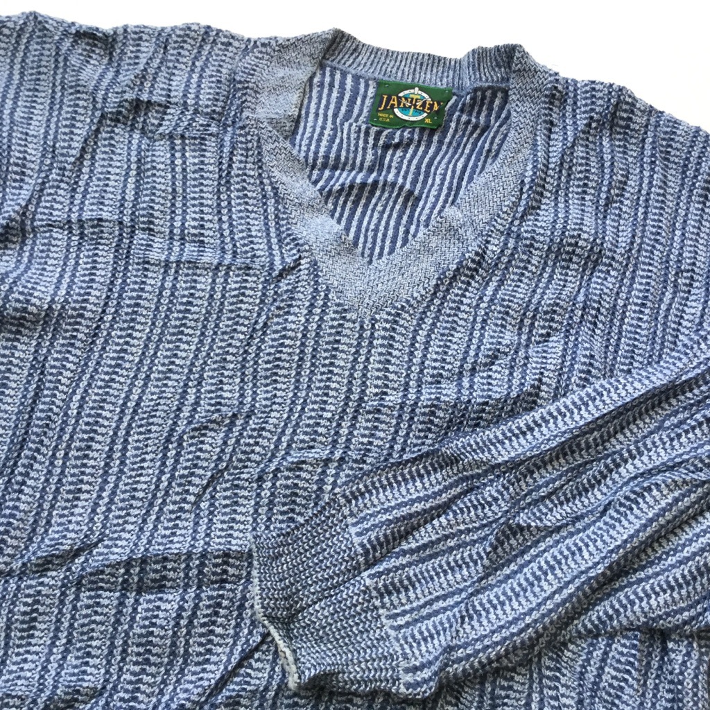 JANTZEN ����󥻥� V�ͥå��������� ����ꥫľ͢�� ���åȥ�˥å� ����̵�� ��� XL/�֥롼�� MADE IN USA ���ᥫ�� �ȥ�å� ���岷 ���� �ƹ��� �礭�� �ӥå� �����С�