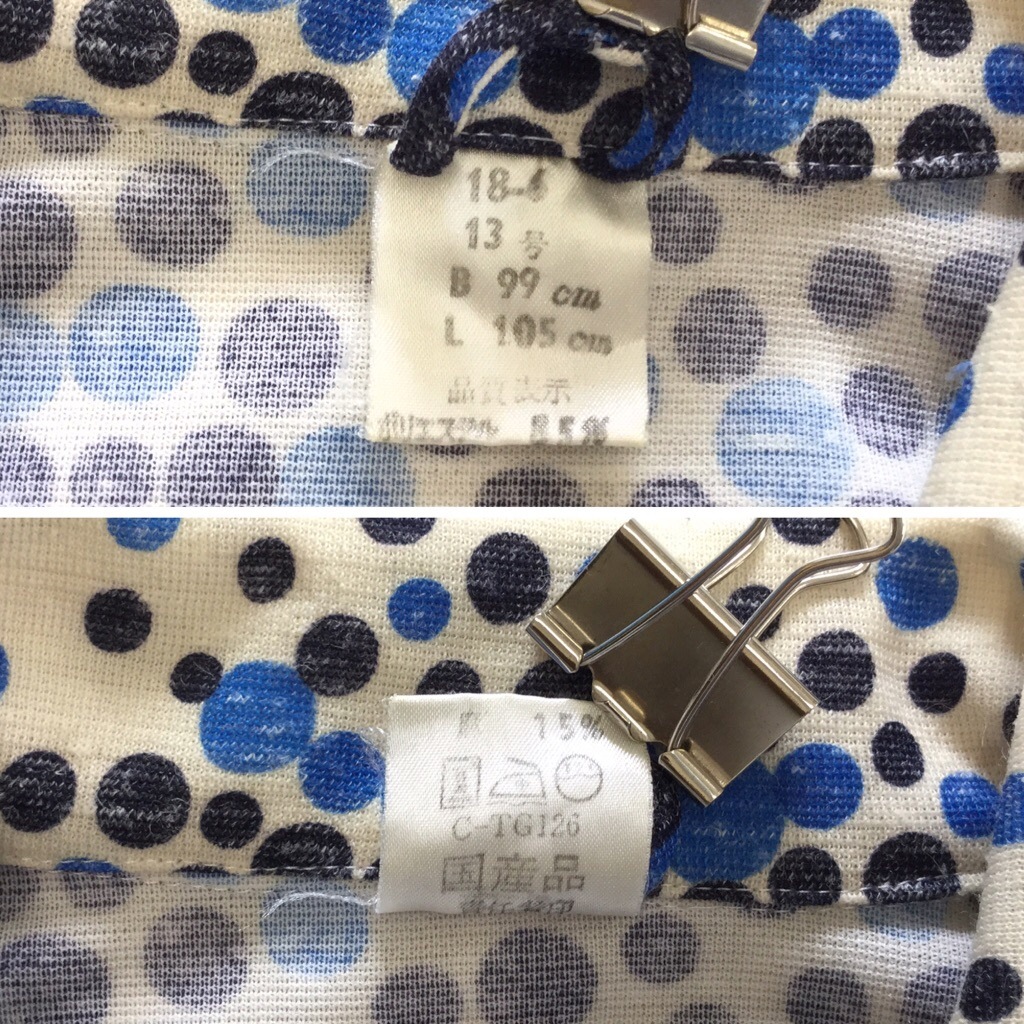 昭和レトロ 半袖ワンピース 水玉ワンピース レディース 13号/白x紺x青 