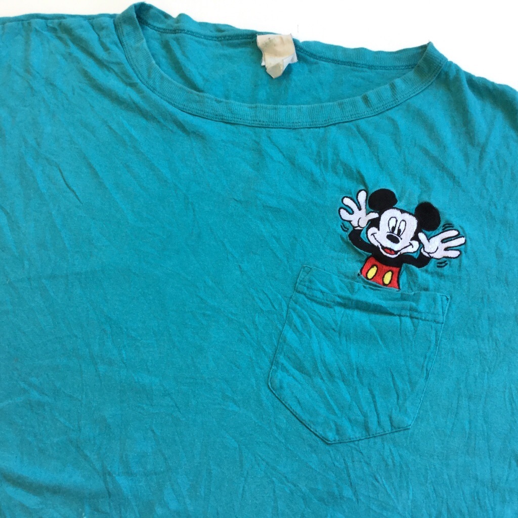 Mickey ミッキー ポケットtシャツ 半袖tシャツ 送料無料 メンズ レディース フリー 緑 グリーン 刺繍 Usa アメリカ直輸入 アメカジ キャラ 古着卸 大きい ビッグ オーバー ー品切れー Spec Co Ltd