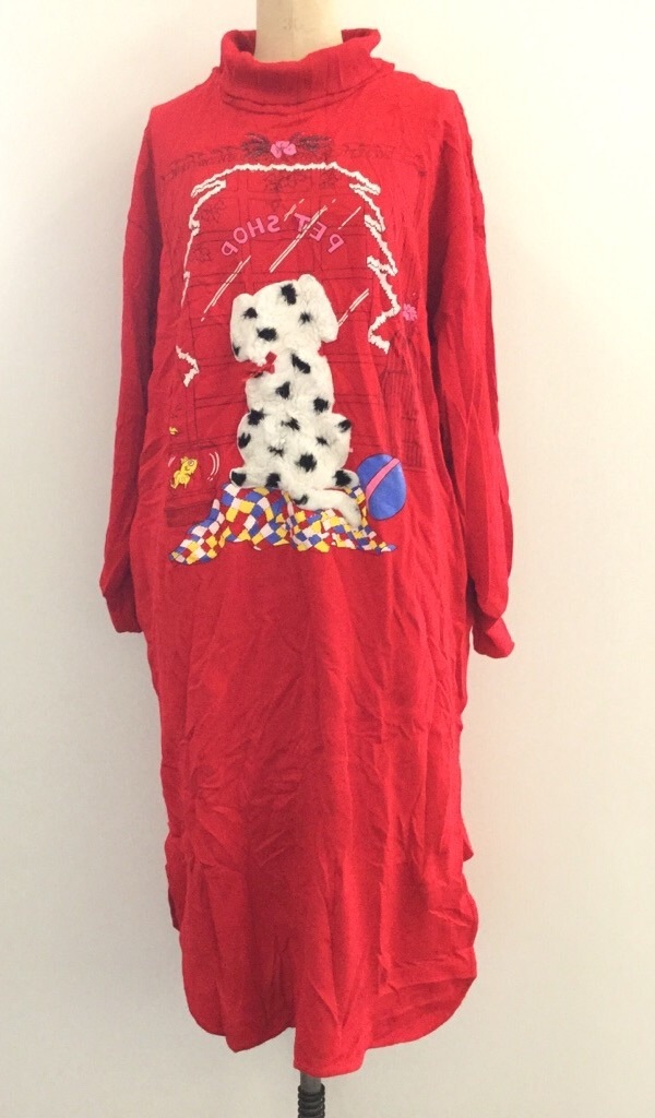 Previews 長袖ワンピース 犬ワンピ アメリカ直輸入 ドレス スウェットワンピ レディース L 赤 タートルネック アクリルスウェット オールドアメリカ アメカジ Usa 古着御 送料無料 ー品切れー Spec Co Ltd