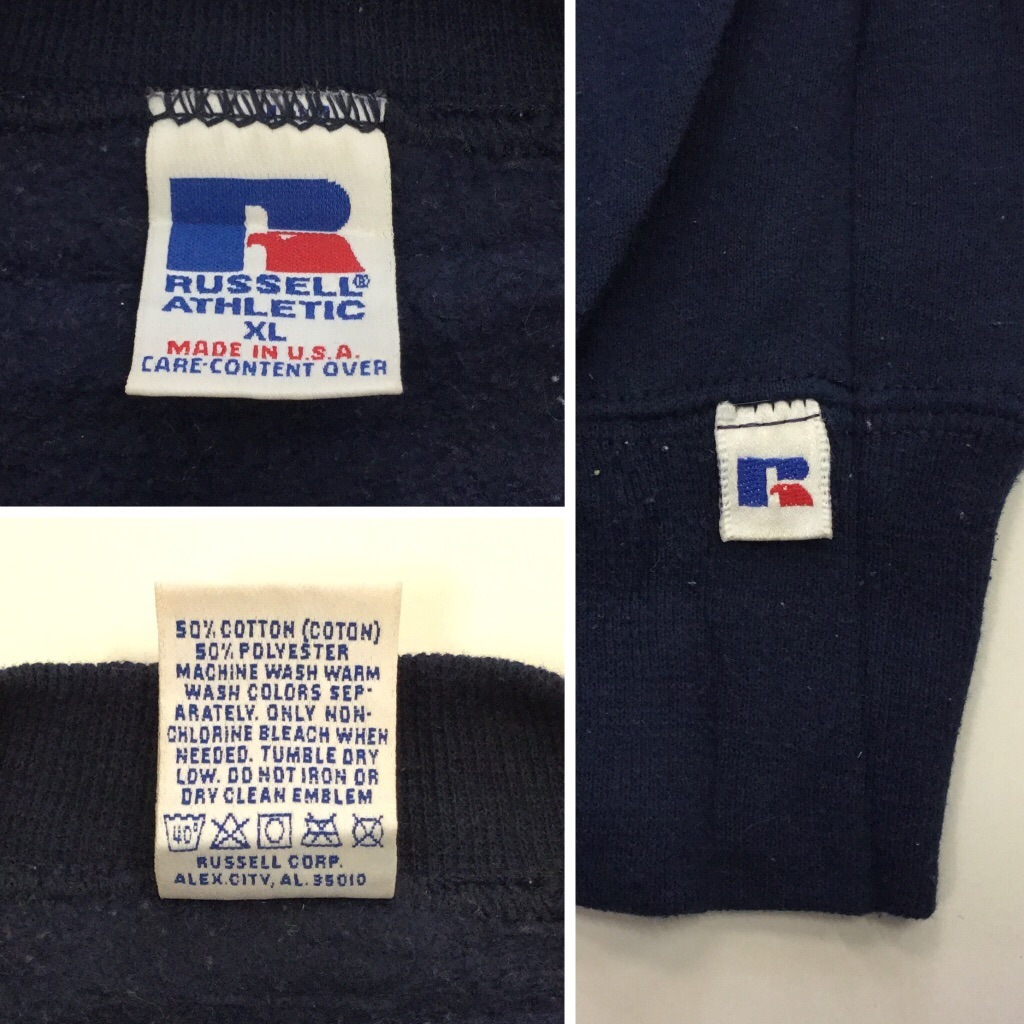 RUSSELL ATHLETIC ��å��륢������å� �������å� �ȥ졼�ʡ� MADE IN U.S.A. ����̵�� XL/�����ͥ��ӡ� IOWA STATE ͢���� ���ᥫ�� ���岷 ���� �����å� �礭�� �ӥå� �����С�