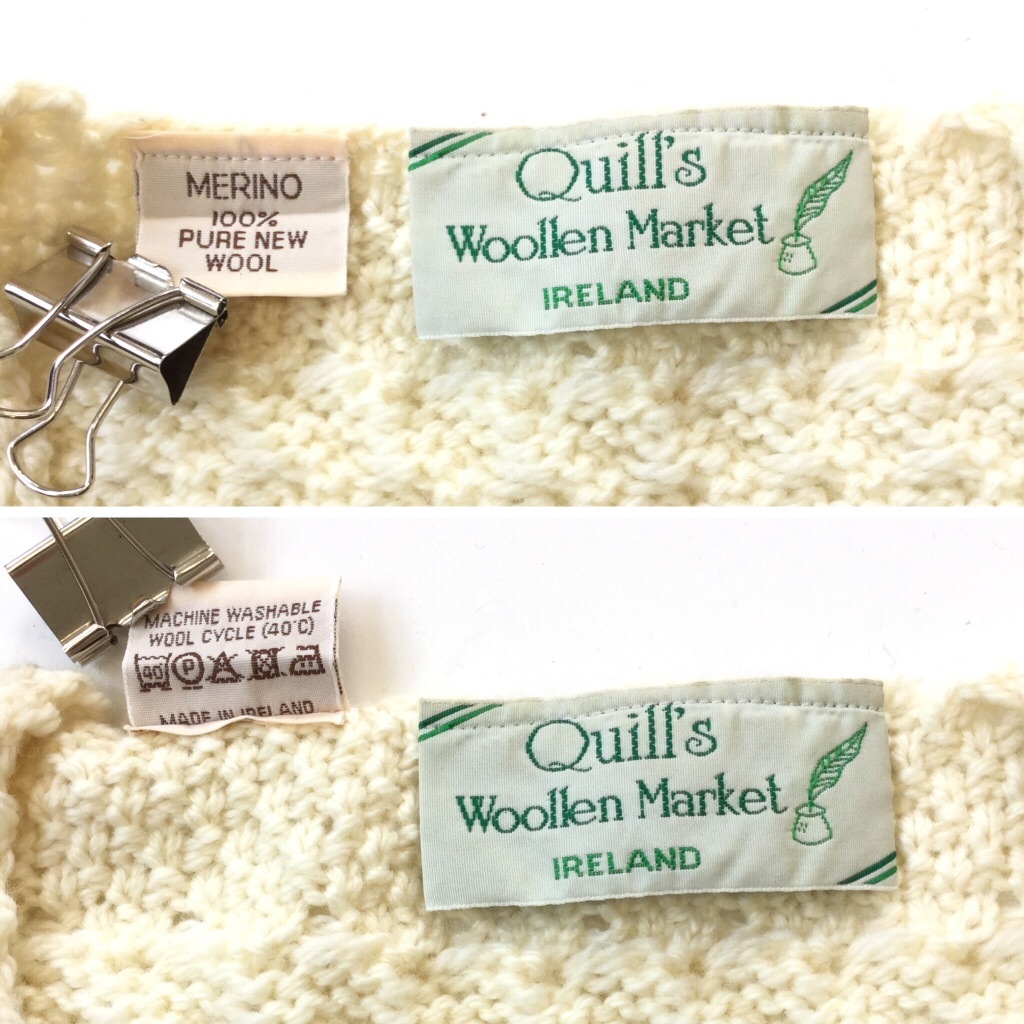 Quill's Woollen Market フィッシャーマンセーター カーディガン アメリカ古着 ウールカーディガン アイルランド製 送料