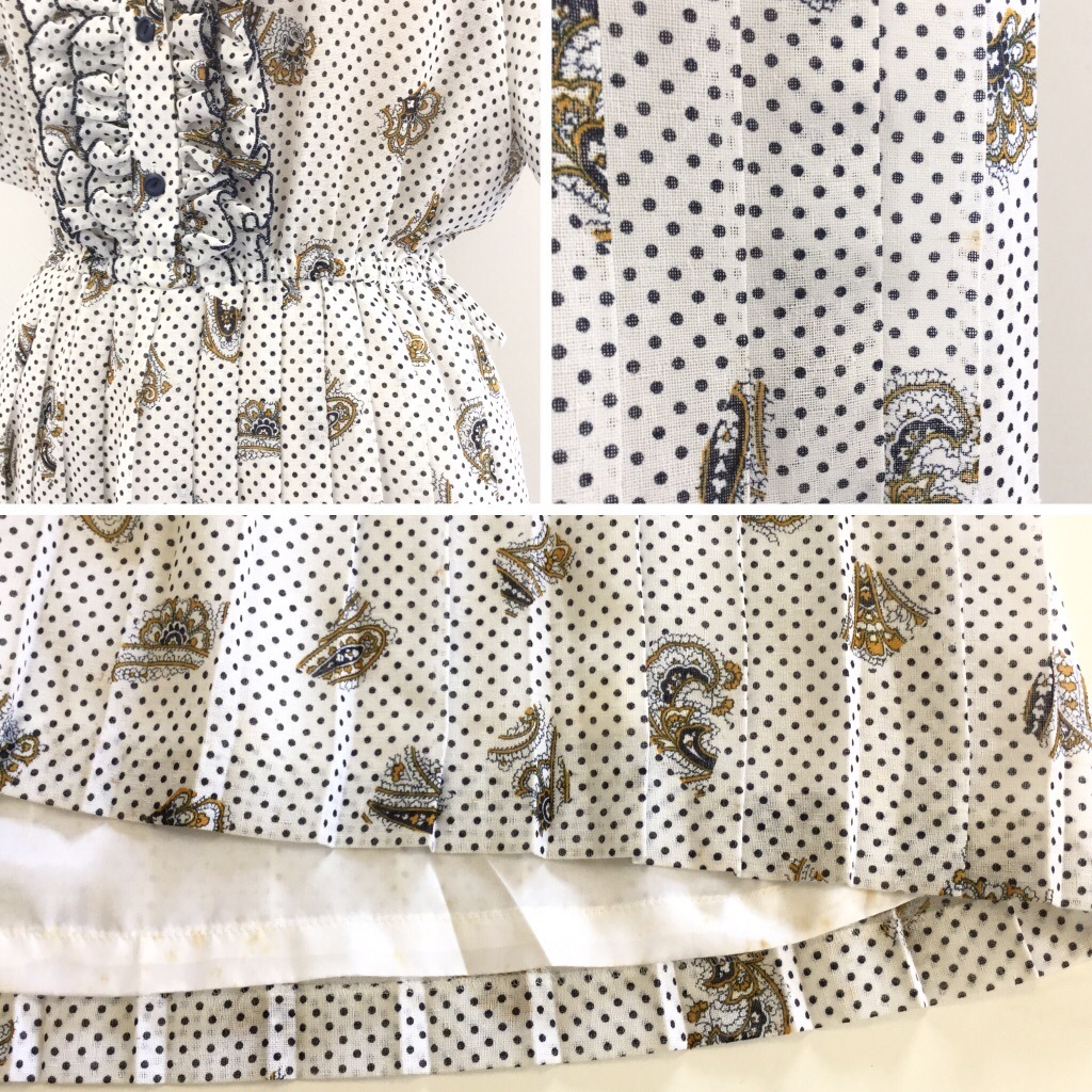 Sun Crown 昭和レトロ 半袖ワンピース 水玉ワンピース ペーズリー 