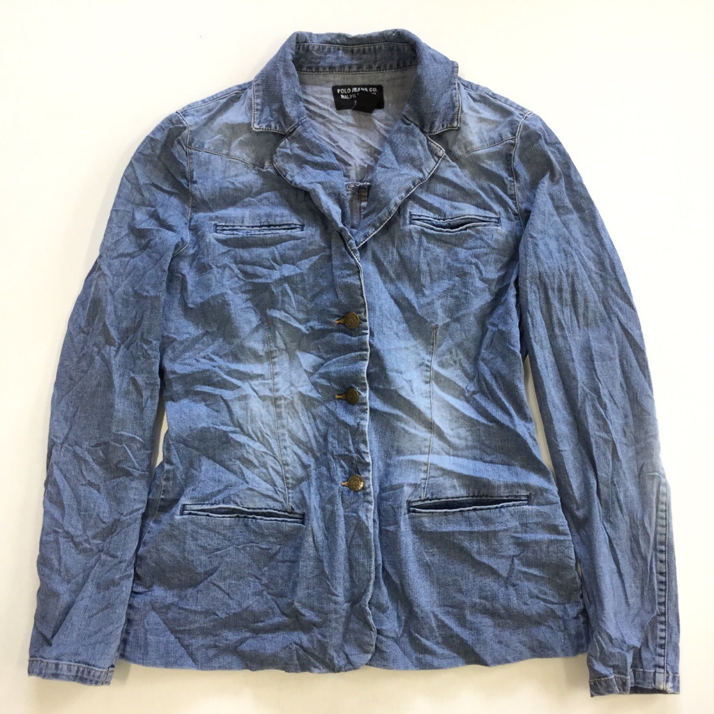 Polo Jeans Co Ralph Lauren ポロジーンズ レディース デニムジャケット テーラード M ブルーデニム Rl 送料無料 星条旗 ブランド アメカジ Usa古着 アメリカ直輸入 ー品切れー Spec Co Ltd