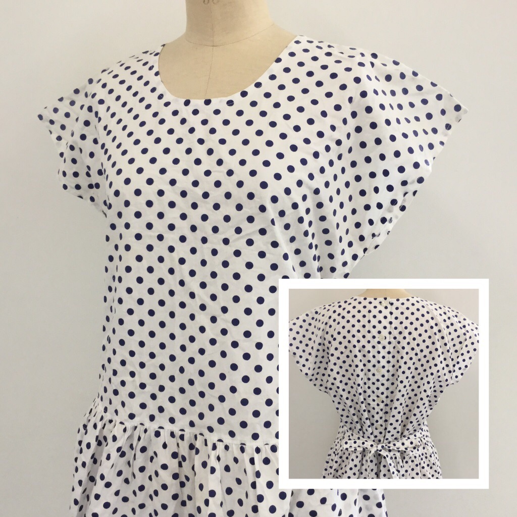 水玉ワンピース 国内古着 昭和レトロ 半袖ワンピース レディース 