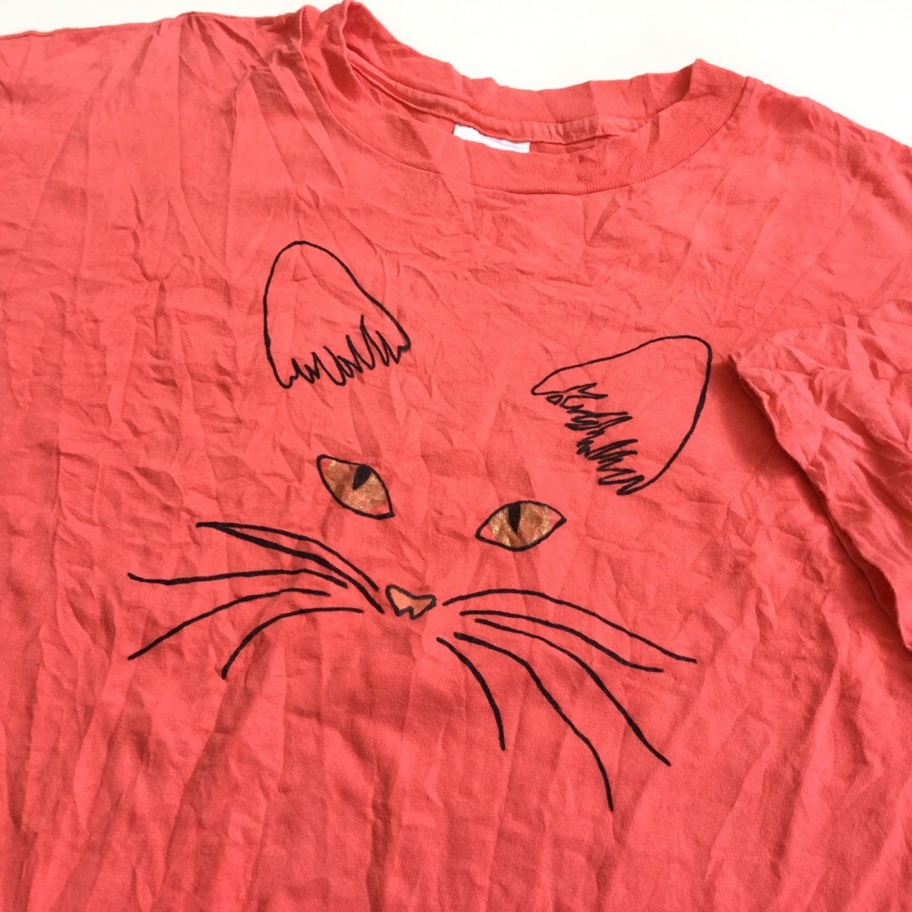 アメリカ古着 半袖Tシャツ ネコT レディース XL/赤系 キャラ cat 送料無料 古着卸 業販 ビッグ 大きい オーバー  Hanes-SPEC.CO.,LTD.