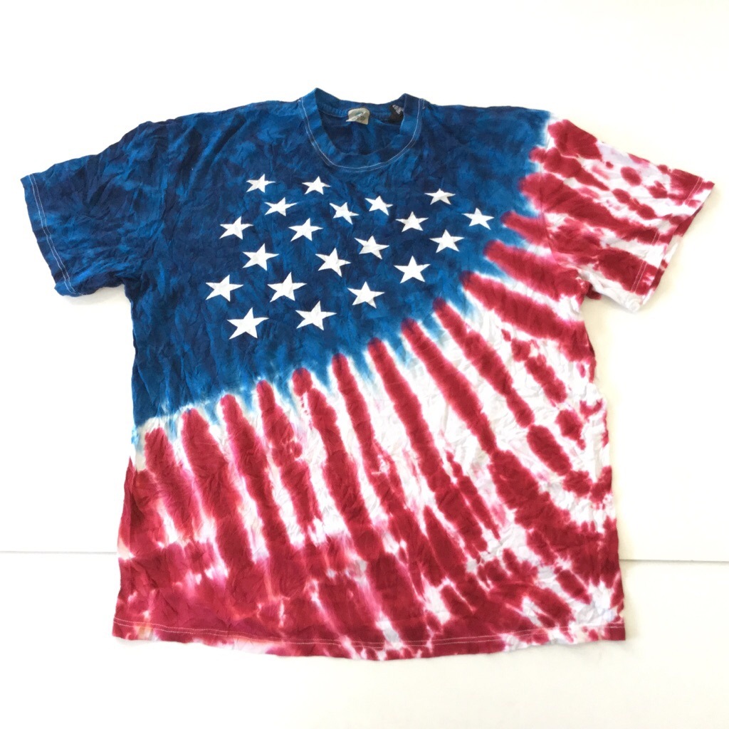 星条旗 半袖タイダイtシャツ 送料無料 メンズ 3x 青x赤x白 アメリカ合衆国 国旗 アメリカ直輸入 Usa ネイティヴ アメカジ オーバー 大きい ビッグ ー品切れー Spec Co Ltd