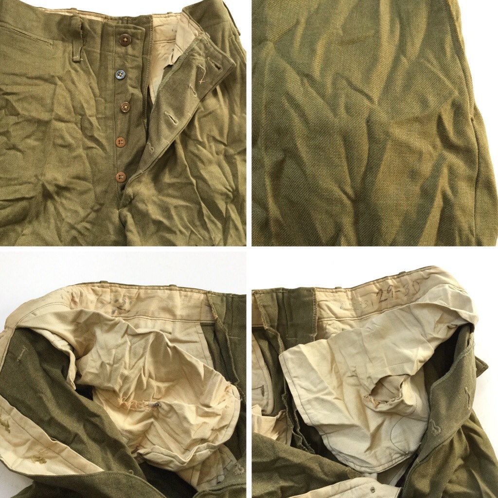 米軍実物 軍パン スーツパンツ ビンテージ アメリカ直輸入 ミリタリーパンツ 送料無料 メンズ W32 カーキ系 ワークパンツ スラックス ボタンフライ 厚手 ノータック アーミー オールド Us古着 アメリカ軍 アメカジ 古着卸 業販 Army Military ヴィンテージ ー品切れー