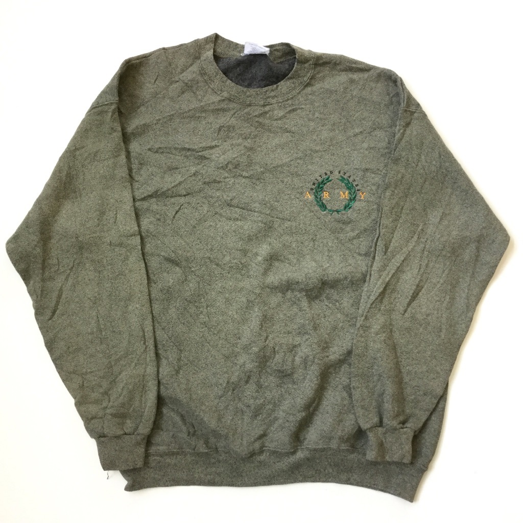 army アーミー 軍物 デッドストック オリーブグリーン 長袖トレーナー ARMY 米軍 ミリタリー アメリカ直輸入 スウェット トレーナー メンズ L