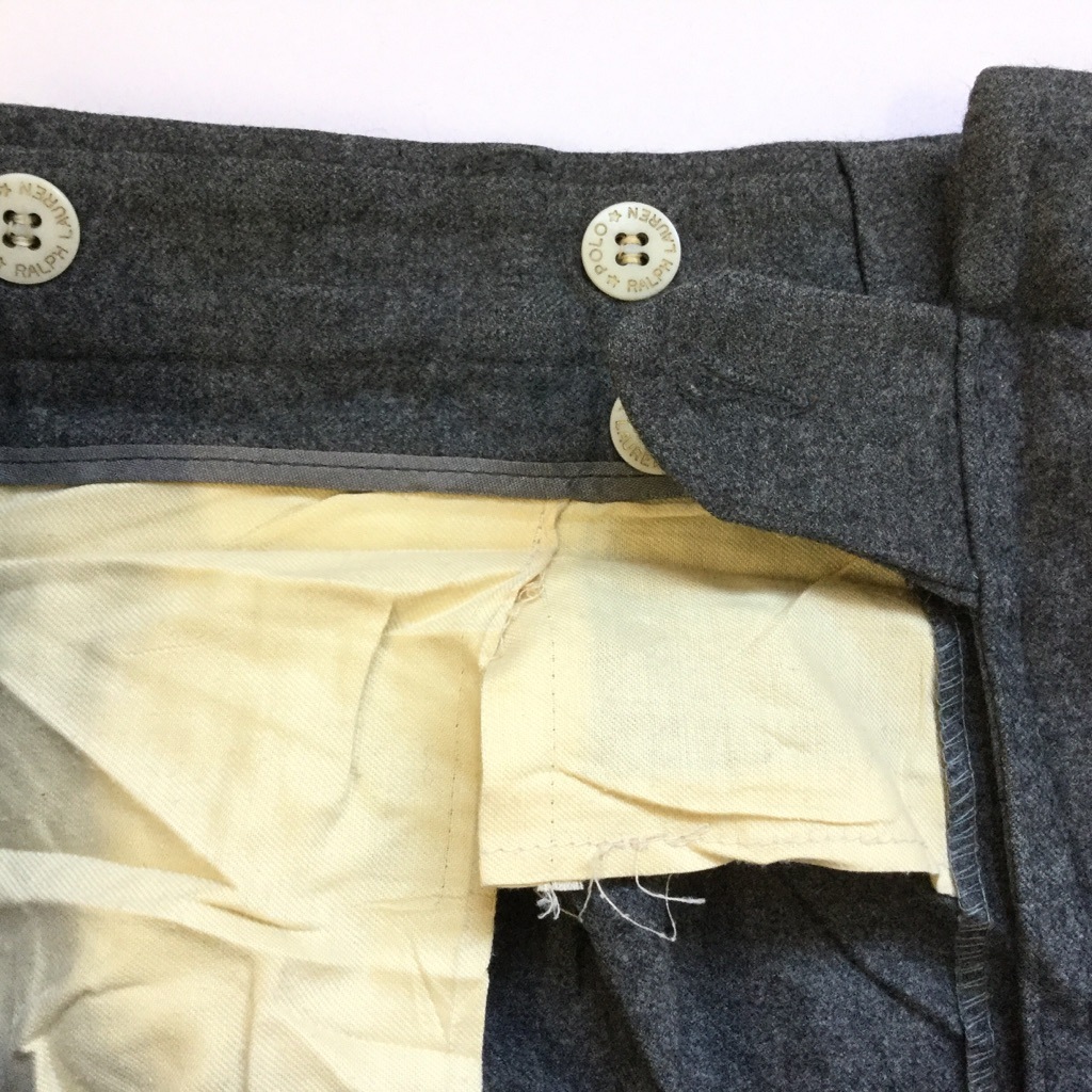 Polo By Ralpha Lauren ポロ ラルフローレン ウールパンツ アメリカ直輸入 スラックス 送料無料 メンズ W96 グレー サスペンダーボタン Usa ブランド Prl アメカジ トラッド カジュアル スーツパンツ 古着卸 業販 大きい ビッグ オーバー ー品切れー Spec Co Ltd