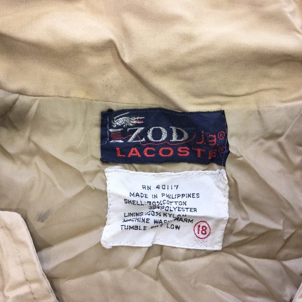 IZOD LACOSTE å 饳 70's ӥơ ʥ󥸥㥱å 󥰥ȥå ̵ 18/١ ֥롼 崬 ꥫ͢ US 