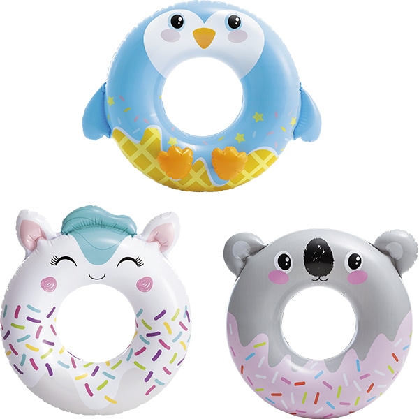 94217 キュートアニマルチューブ(3入) 26SS-P069 ぴょこんと飛び出した耳や角はエアー玩具ならではの遊び心あふれる立体デザイン ビーチで目立つ空気の動物園！