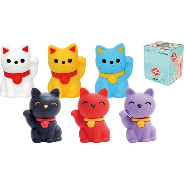 88023 おもしろ消しゴム.まねきねこ(60入) 26SS-P119 企画から製造までの全てが日本製のおもしろ消しゴム 机上から福を呼び込むおもしろ消しゴム