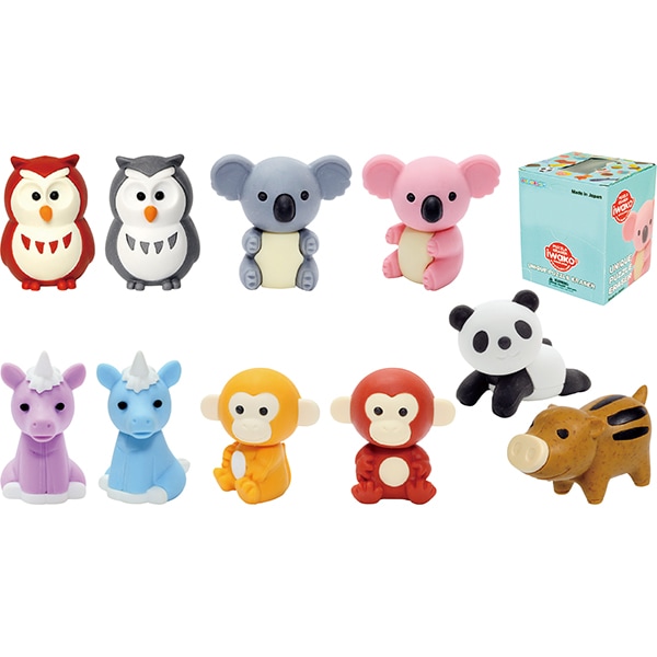 91367 おもしろ消しゴム.森の動物(60入) 26SS-P119 企画から製造までの全てが日本製のおもしろ消しゴム キュートな動物たちのおもしろ消しゴム