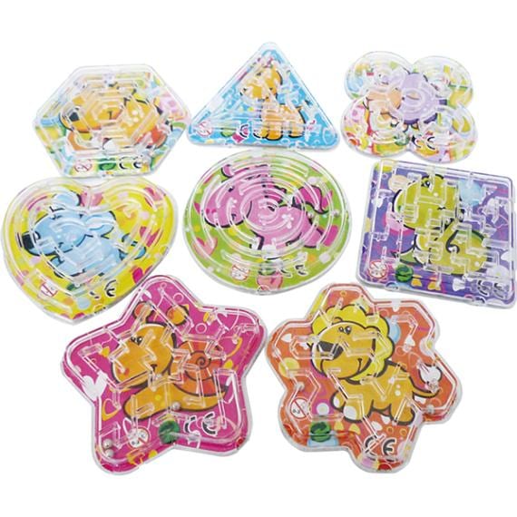 45280 ミニめいろゲーム(50入) 26SS-P125 動物の絵柄がプリントされたミニサイズの迷路ゲーム 左右に傾けながら玉をゴールに入れて遊びます