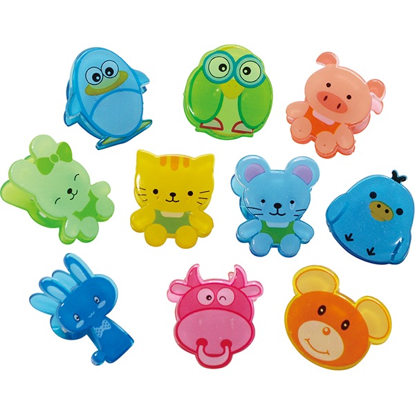 45279 バラエティークリップ(50入) 26SS-P126 かわいいデザインのペーパークリップ カラフルな動物柄のミニクリップ
