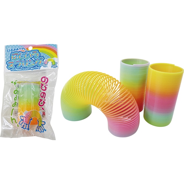 45748 にじいろスプリング(25入) 26SS-P129 びよ?んと伸びるカラフルなスプリング 広げるとまるで虹みたいなスプリングです