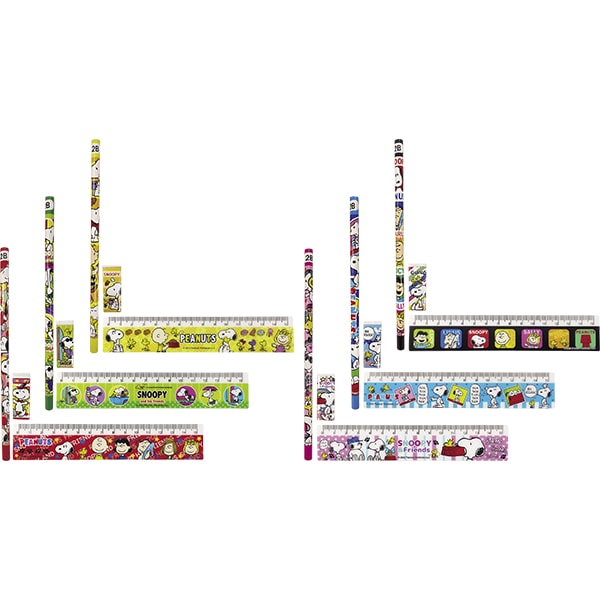 94620 スヌーピー３点文具セット(25入) 26SS-P146 1袋に鉛筆1本、定規、消しゴムが入っています おしゃれでかわいいスヌーピーの文具セット