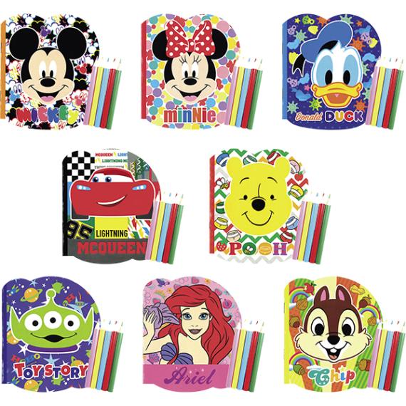 46712 ディズニーオールスター顔柄ぬりえセット(24入) 26SS-P148 お子様へのプチギフトやノベルティに人気のシリーズ 外出先でも使えるからママも大助かり